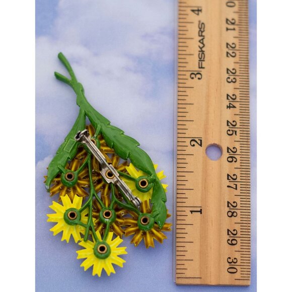 Vintage Art Nouveau Sunflower Floral Rhinestone Brooch by JJ - S4 - Picture 2 of 2